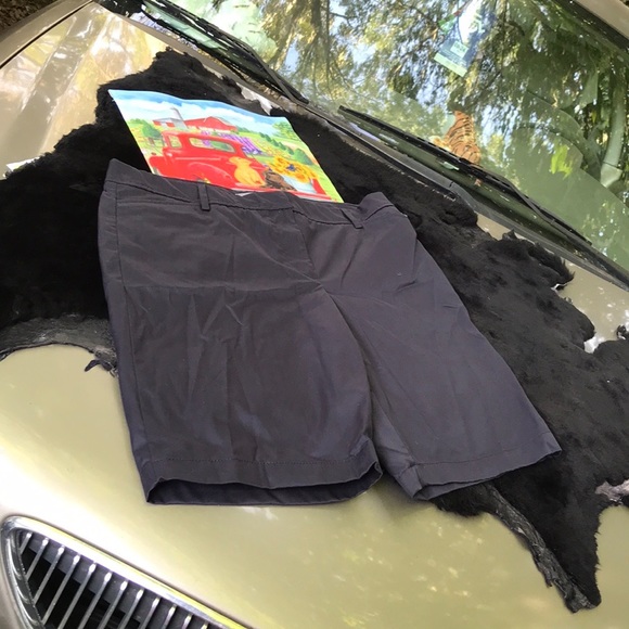 NWT Studio II Navy Blue Twill Khaki Walking Shorts 14 Polyester Cotton Blend - Picture 7 of 10